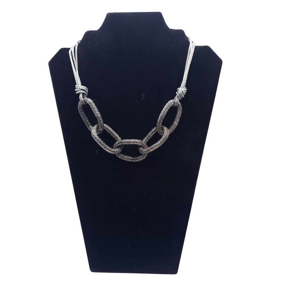 Gunmetal Mesh Chain Statement Necklace Oversized Links 19in